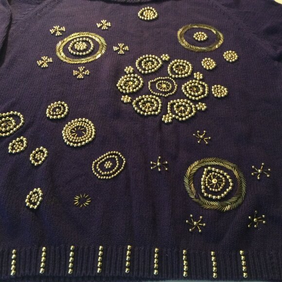Vilxi International Purple n Gold Ladies Bedazzled sweater Vintage size: M - Picture 3 of 5